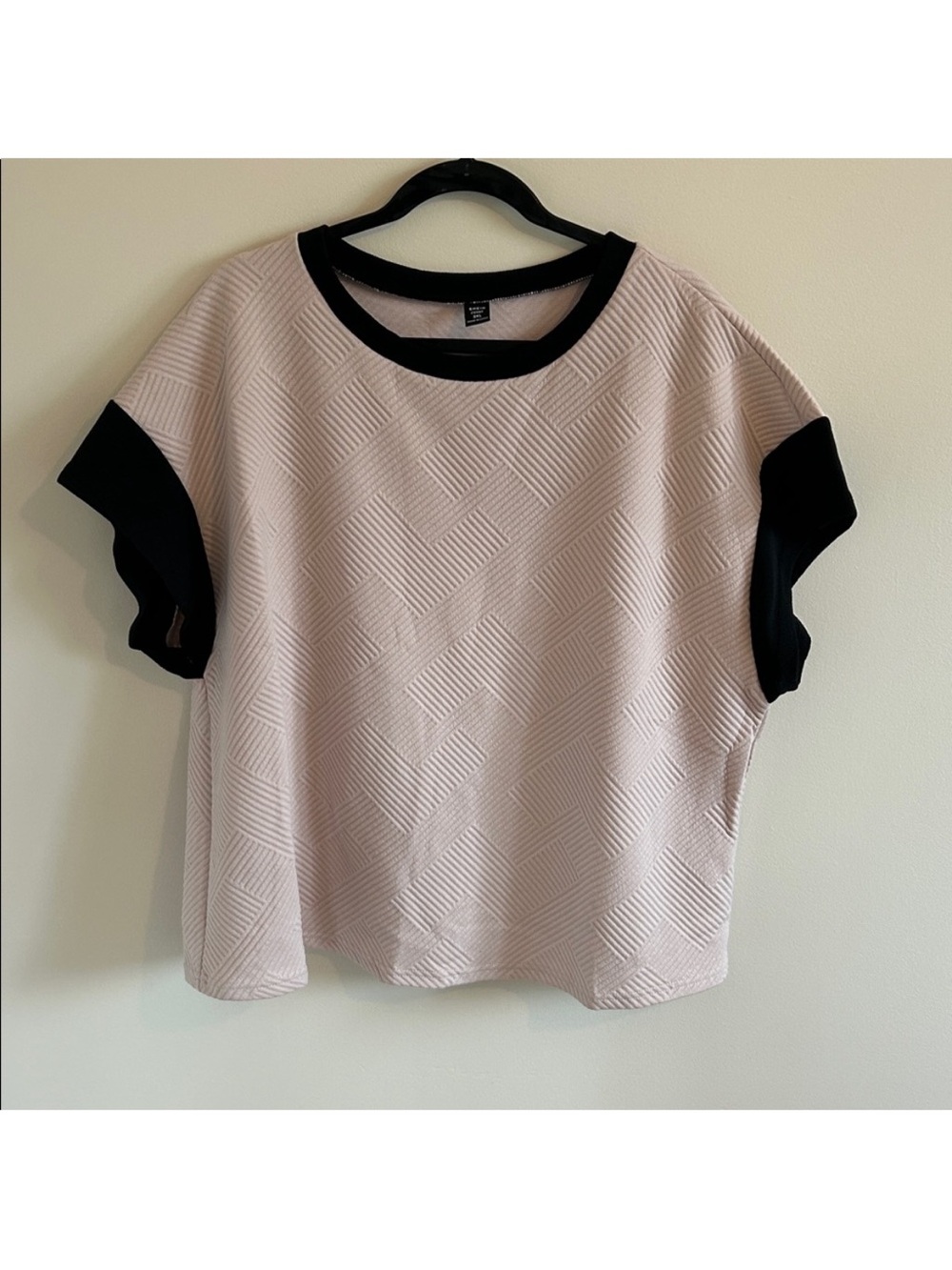 Plus- Black and Beige Geometric Top - 3X